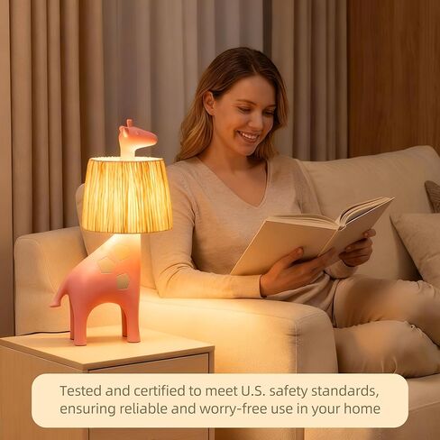 مصباح طاولة على شكل زرافة LED مقاس 13.7 بوصة، مصباح مكتب على شكل حيوان من الراتنج مع ظل الرافية مصنوع يدويًا، ضوء ديكور فريد من نوعه، مصباح مكتب لطيف لمنضدة النوم، غرفة النوم، غرفة اللعب، الحضانة، وردي in Saudi Arabia