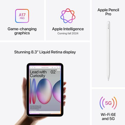 2024 Apple iPad Mini (8.3-inch, Wi-Fi + Cellular 512GB) - Starlight (Renewed) in Saudi Arabia