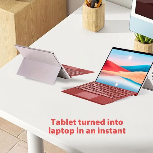 لوحة مفاتيح PUSOKEI Surface Pro، غطاء لاسلكي لجهاز Surface Pro 3/4/5/6/7/7+، لوحة مفاتيح بلوتوث مغناطيسية رفيعة للغاية مع إضاءة خلفية 7 ألوان، لوحة لمس، بطارية قابلة لإعادة الشحن (أحمر خمري) in Kuwait
