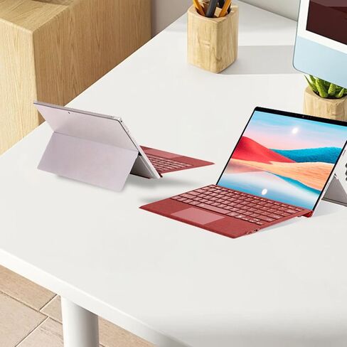 لوحة مفاتيح PUSOKEI Surface Pro، غطاء لاسلكي لجهاز Surface Pro 3/4/5/6/7/7+، لوحة مفاتيح بلوتوث مغناطيسية رفيعة للغاية مع إضاءة خلفية 7 ألوان، لوحة لمس، بطارية قابلة لإعادة الشحن (أحمر خمري) in Kuwait
