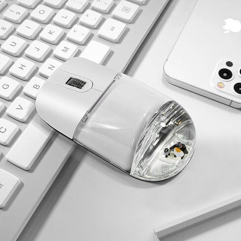 Aqua Wireless Mouse Cute Clear Water Mice Silent for PC Laptop Computer MacBook Kids Girl Women Gift with Liquid Water & Floater Penguin-White in Saudi Arabia