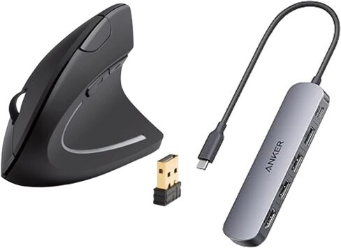 Anker USB C Hub & MagGo USB-C Adapter & Wireless Vertical Ergonomic Optical Mouse (Bundle) in Saudi Arabia