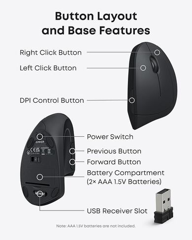 Anker USB C Hub & MagGo USB-C Adapter & Wireless Vertical Ergonomic Optical Mouse (Bundle) in Saudi Arabia