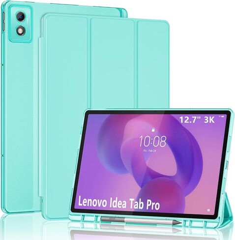 حافظة ProCase الذكية لجهاز Lenovo Idea Tab Pro 12.7 بوصة 2025 مع حامل قلم، غطاء تابلت واقٍ ثلاثي الطي وغطاء خلفي شفاف يدعم الاستيقاظ/النوم التلقائي - أسود in Kuwait