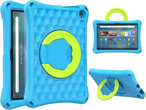 حافظة كمبيوتر لوحي Fire HD 10 للأطفال (الجيل 13/11، إصدار 2023/2021)، حافظة أطفال بمسند دوار 360 خفيفة الوزن ومضادة للصدمات، غير مناسبة لأجهزة HTC 10 Tablet iPad Samsung LG Tablet، أزرق in Kuwait