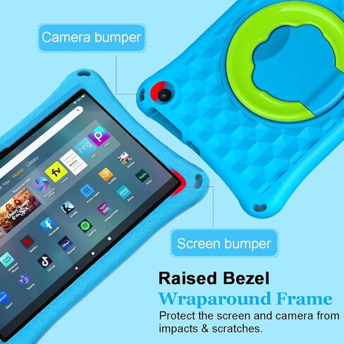 حافظة كمبيوتر لوحي Fire HD 10 للأطفال (الجيل 13/11، إصدار 2023/2021)، حافظة أطفال بمسند دوار 360 خفيفة الوزن ومضادة للصدمات، غير مناسبة لأجهزة HTC 10 Tablet iPad Samsung LG Tablet، أزرق in Kuwait