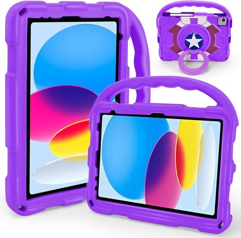 حافظة أطفال لجهاز iPad A16 الجيل الحادي عشر (11 بوصة، 2025)/ الجيل العاشر (10.9 بوصة، 2022)/ Air 5th/ الجيل الرابع 10.9 بوصة، مقبض/حامل يدور 360 درجة، غطاء حامل متين مقاوم للصدمات من الدرجة العسكرية. (أزرق) in Kuwait