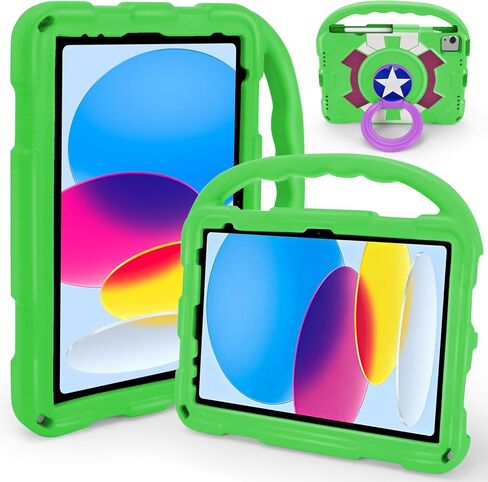 حافظة أطفال لجهاز iPad A16 الجيل الحادي عشر (11 بوصة، 2025)/ الجيل العاشر (10.9 بوصة، 2022)/ Air 5th/ الجيل الرابع 10.9 بوصة، مقبض/حامل يدور 360 درجة، غطاء حامل متين مقاوم للصدمات من الدرجة العسكرية. (أزرق) in Kuwait