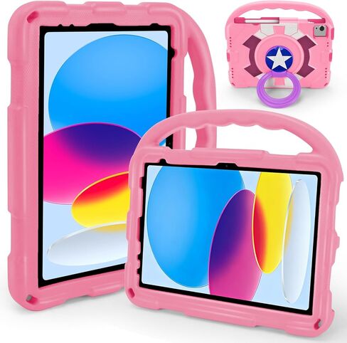 حافظة أطفال لجهاز iPad A16 الجيل الحادي عشر (11 بوصة، 2025)/ الجيل العاشر (10.9 بوصة، 2022)/ Air 5th/ الجيل الرابع 10.9 بوصة، مقبض/حامل يدور 360 درجة، غطاء حامل متين مقاوم للصدمات من الدرجة العسكرية. (أزرق) in Kuwait