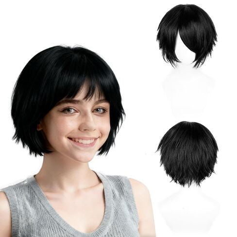 30cm Rose Pink Fuchsia Short Fluffy Wig Embarrassment Cosplay Wig Halloween Party Wigs in Saudi Arabia
