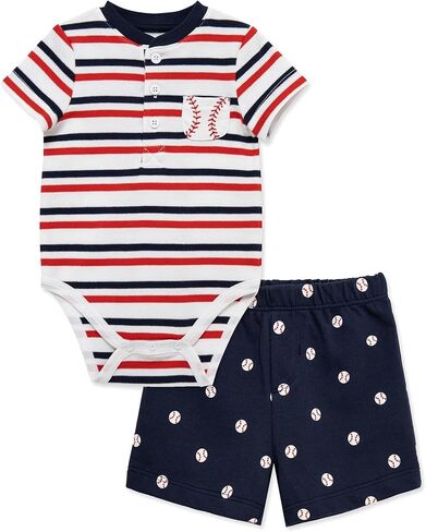 Little Me Clothes for Baby Boys' Knit Short and Bodysuit Set, 3 Months - 12 Months in Saudi Arabia
