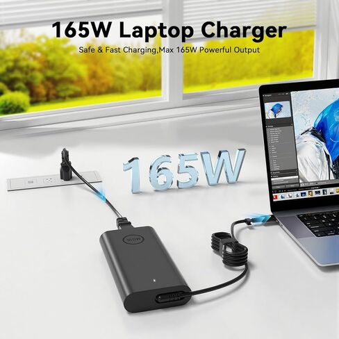 شاحن 165W/130W PD 3.1 USB C GaN متوافق مع Dell Precision 5680 5690 3580 3581 XPS 17 9720 9730 XW78Y 450-BBWR ADP-165BB BA DA16250 DA165PM210 LA165PM210 in Kuwait