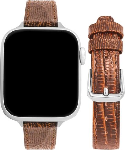 Bandini Slim Womens Leather Strap for Apple Watch Band - Womens Leather iWatch Band For Apple Watch 46mm 45 44 42 41 40 38 49, Ultra 3 2 1, SE1-SE3, Series 1 to 11, Buffalo, Alligator, Lizard, Croco in Saudi Arabia