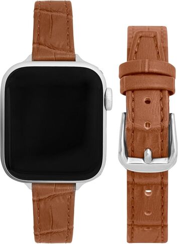 Bandini Slim Womens Leather Strap for Apple Watch Band - Womens Leather iWatch Band For Apple Watch 46mm 45 44 42 41 40 38 49, Ultra 3 2 1, SE1-SE3, Series 1 to 11, Buffalo, Alligator, Lizard, Croco in Saudi Arabia