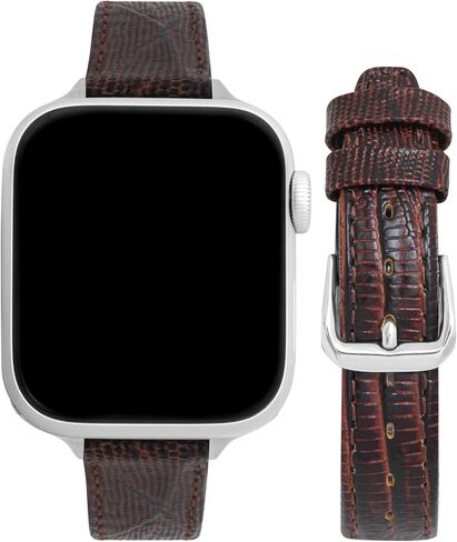 Bandini Slim Womens Leather Strap for Apple Watch Band - Womens Leather iWatch Band For Apple Watch 46mm 45 44 42 41 40 38 49, Ultra 3 2 1, SE1-SE3, Series 1 to 11, Buffalo, Alligator, Lizard, Croco in Saudi Arabia