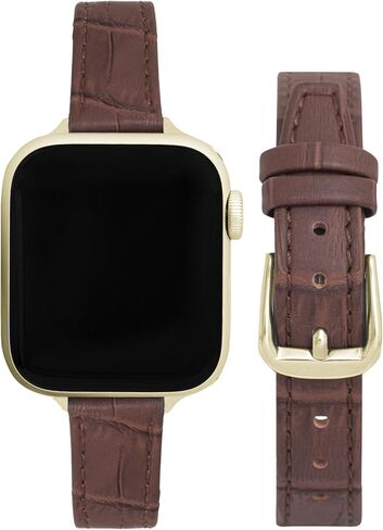 Bandini Slim Womens Leather Strap for Apple Watch Band - Womens Leather iWatch Band For Apple Watch 46mm 45 44 42 41 40 38 49, Ultra 3 2 1, SE1-SE3, Series 1 to 11, Buffalo, Alligator, Lizard, Croco in Saudi Arabia