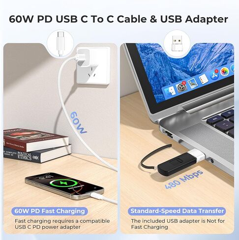 Basesailor Magnetic Charger Adapter for Apple Watch 11 10,5W USB C Wireless Charger Dock,Multi Charging Kit with Type C Cable & USB A Converter for iWatch Series 9 8 7 SE Ultra,42 46 44mm,iPhone 17 16 in Saudi Arabia