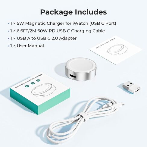 Basesailor Magnetic Charger Adapter for Apple Watch 11 10,5W USB C Wireless Charger Dock,Multi Charging Kit with Type C Cable & USB A Converter for iWatch Series 9 8 7 SE Ultra,42 46 44mm,iPhone 17 16 in Saudi Arabia