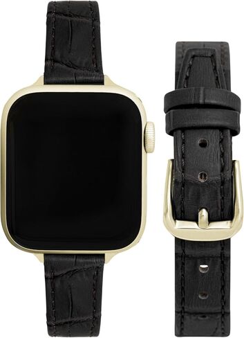 Bandini Slim Womens Leather Strap for Apple Watch Band - Womens Leather iWatch Band For Apple Watch 46mm 45 44 42 41 40 38 49, Ultra 3 2 1, SE1-SE3, Series 1 to 11, Buffalo, Alligator, Lizard, Croco in Saudi Arabia