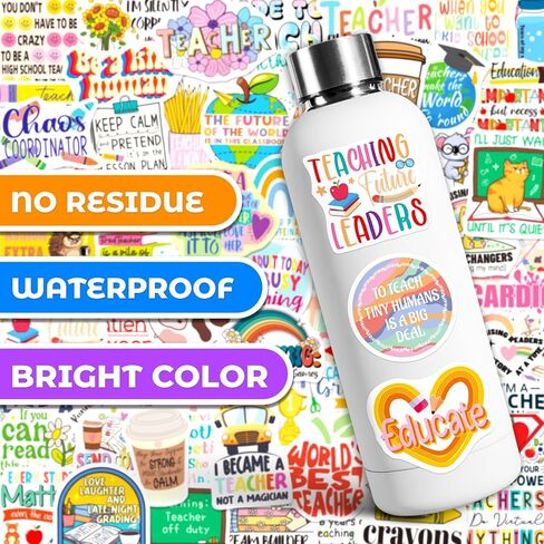 200PCS Teacher Stickers, Funny Teacher Appreciation Gifts Bulk, Waterproof Vinyl Teachers Stickers for Laptop Notebook Water Bottle Educators Decoration Planner in Kuwait