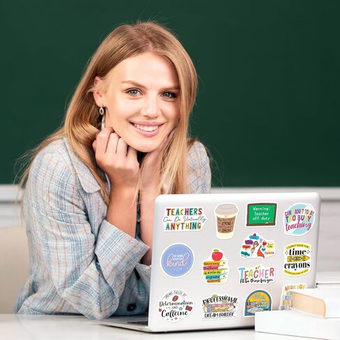 200PCS Teacher Stickers, Funny Teacher Appreciation Gifts Bulk, Waterproof Vinyl Teachers Stickers for Laptop Notebook Water Bottle Educators Decoration Planner in Kuwait