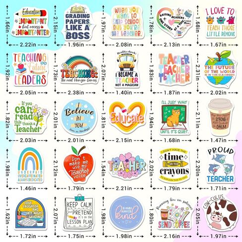 200PCS Teacher Stickers, Funny Teacher Appreciation Gifts Bulk, Waterproof Vinyl Teachers Stickers for Laptop Notebook Water Bottle Educators Decoration Planner in Kuwait