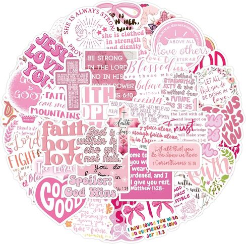55PCS Pink Bible Verse Stickers for Water Bottles Laptop Journals, Eikecy Cute Christian Sayings Inspirational Words, Waterproof Vinyl Scripture Decals for Saints Adults Women in Saudi Arabia