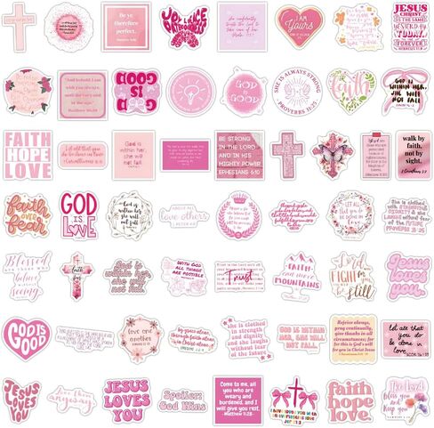 55PCS Pink Bible Verse Stickers for Water Bottles Laptop Journals, Eikecy Cute Christian Sayings Inspirational Words, Waterproof Vinyl Scripture Decals for Saints Adults Women in Saudi Arabia