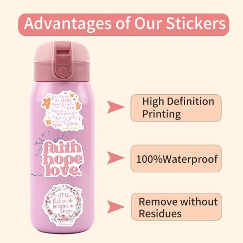 55PCS Pink Bible Verse Stickers for Water Bottles Laptop Journals, Eikecy Cute Christian Sayings Inspirational Words, Waterproof Vinyl Scripture Decals for Saints Adults Women in Saudi Arabia