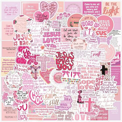 55PCS Pink Bible Verse Stickers for Water Bottles Laptop Journals, Eikecy Cute Christian Sayings Inspirational Words, Waterproof Vinyl Scripture Decals for Saints Adults Women in Saudi Arabia