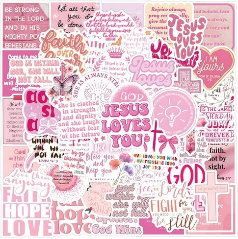55PCS Pink Bible Verse Stickers for Water Bottles Laptop Journals, Eikecy Cute Christian Sayings Inspirational Words, Waterproof Vinyl Scripture Decals for Saints Adults Women in Saudi Arabia
