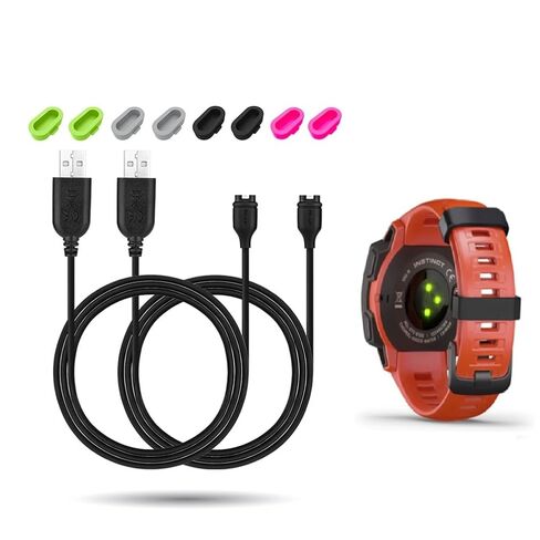 JIUJOJA لشاحن Garmin Instinct، 2 كابل بيانات مزامنة مشبك الشحن وقطعتين واقي شاشة من الزجاج المقوى عالي الدقة و8 قطع واقي منفذ شاحن للساعة الذكية Garmin Instinct in Kuwait