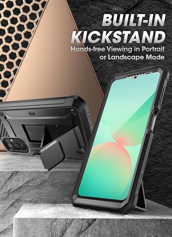 حافظة SUPCASE لهاتف Samsung Galaxy A26 5G مع مسند (Unicorn Beetle Pro)، [واقي شاشة مدمج ومشبك حزام] [حماية من السقوط من الدرجة العسكرية] حافظة هاتف متينة لكامل الجسم لهاتف Galaxy A26، أسود in Kuwait