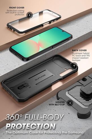 حافظة SUPCASE لهاتف Samsung Galaxy A26 5G مع مسند (Unicorn Beetle Pro)، [واقي شاشة مدمج ومشبك حزام] [حماية من السقوط من الدرجة العسكرية] حافظة هاتف متينة لكامل الجسم لهاتف Galaxy A26، أسود in Kuwait