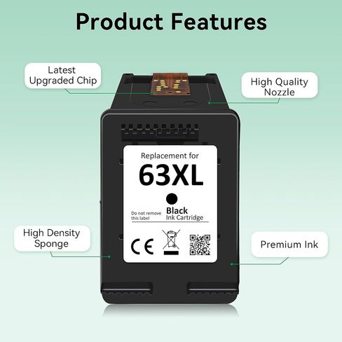 63XL خرطوشة حبر أسود لاستبدال HP 63 XL لـ 4650 3830 5255 4520 4655 5222 5200 5258 5212 3632 5252 4652 4510 3631 3630 1112 2130 4512 2132 3634 5260 3833 4654 in Kuwait