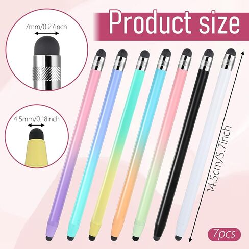 cobee 7 Pcs Stylus Pens, 2 in 1 Stylus Pen for Touchscreen Universal Tablet Pens High Sensitivity StylusPen with Double Rubber Tips High Precision StylusPen for Pad Tablets Smartphones Touch Screen in Saudi Arabia