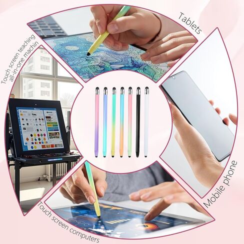 cobee 7 Pcs Stylus Pens, 2 in 1 Stylus Pen for Touchscreen Universal Tablet Pens High Sensitivity StylusPen with Double Rubber Tips High Precision StylusPen for Pad Tablets Smartphones Touch Screen in Saudi Arabia