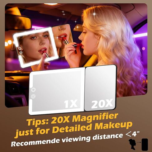 Upgraded Large Led Car Vanity Mirror with Solar&USB-C Charging, 10" Sun Visor Mirror with 3-Color Dimmable Rechargeable LED Lights,Car Makeup Mirrors with Secure Reinforced Flexible Mount in Kuwait