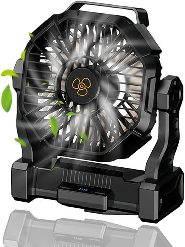 Portable Camping Fan with LED Light, Rechargeable Battery Powered, USB Charging for Phone, 3 Speed Settings, Black, Outdoor Fishing Picnic Office (Purple) in Saudi Arabia