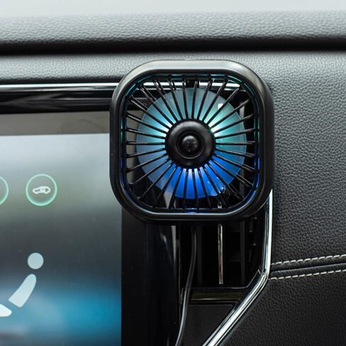 Car Fan USB with LED Light Powerful Cooling Air for Vehicles Powerful Quiet Ventilation Electric Air Circulation Fan in Saudi Arabia