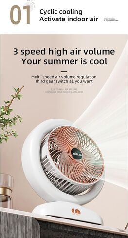 USB Charging Desktop Fan with Remote Control, 3 Speed Tabletop Circulation Fan, 5 Mode Lighting, 1H/2H Timer, for Home Office (Silver) in Saudi Arabia