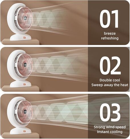 USB Charging Desktop Fan with Remote Control, 3 Speed Tabletop Circulation Fan, 5 Mode Lighting, 1H/2H Timer, for Home Office (Silver) in Saudi Arabia