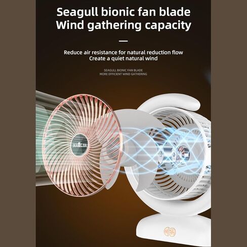 USB Charging Desktop Fan with Remote Control, 3 Speed Tabletop Circulation Fan, 5 Mode Lighting, 1H/2H Timer, for Home Office (Silver) in Saudi Arabia