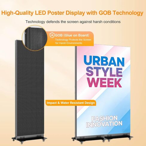 80 inch LED Screen, P1.86 Spliceable Digital Signage Display, Foldable LED Poster Display APP/U-Disk Content Publishing, Advertising Display Kiosk for Events, WiFi/USB/HDMI, Flight Case in Saudi Arabia
