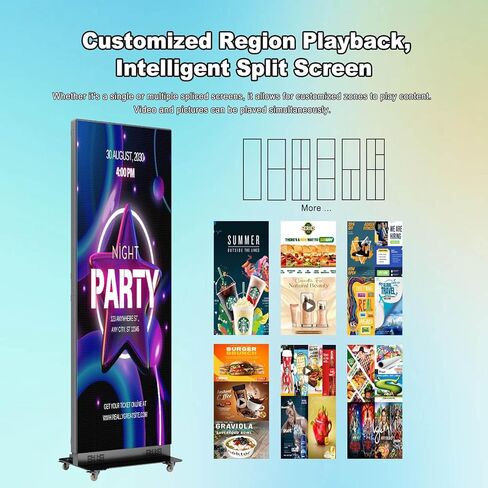 80 inch LED Screen, P1.86 Spliceable Digital Signage Display, Foldable LED Poster Display APP/U-Disk Content Publishing, Advertising Display Kiosk for Events, WiFi/USB/HDMI, Flight Case in Saudi Arabia