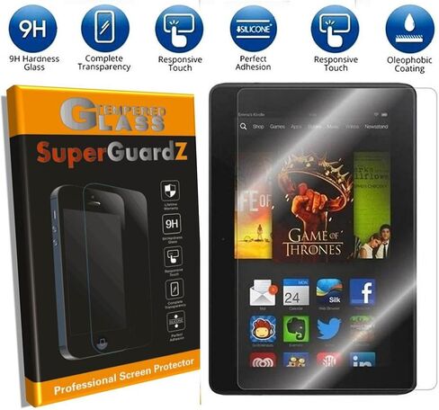 [عبوتان] لجهاز Kindle Fire HDX 7 بوصة (الجيل الثالث، إصدار 2013) - واقي شاشة من الزجاج المقوى SuperGuardZ، 9H، 0.3 مم، حافة مستديرة 2.5D، مضاد للخدش in Kuwait