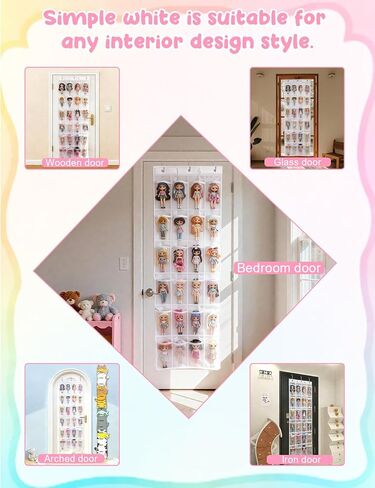 منظم تخزين الألعاب المعلق فوق الباب من Zebrabox (24 جيبًا)، 64.17 بوصة × 18.90 بوصة يناسب الدمى الصغيرة على شكل إنسان أقل من 7.87 بوصة (الدمى غير متضمنة)، سهولة تخزين وعرض الملحقات - أبيض in Kuwait