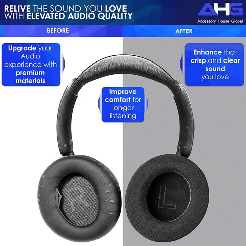 وسائد أذن لسماعات الرأس AHG Premium Cool Gel Space Q45 / وسائد أذن Sound core Q45 متوافقة مع سماعات Anker Soundcore Space Q45 (أسود). جل التبريد | شبكة مسامية | رغوة عالية الكثافة in Kuwait