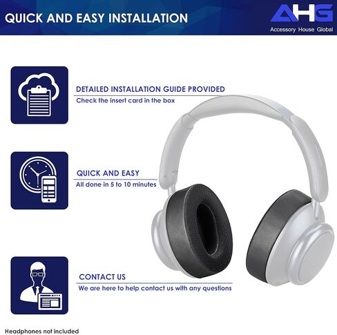 وسائد أذن لسماعات الرأس AHG Premium Cool Gel Space Q45 / وسائد أذن Sound core Q45 متوافقة مع سماعات Anker Soundcore Space Q45 (أسود). جل التبريد | شبكة مسامية | رغوة عالية الكثافة in Kuwait