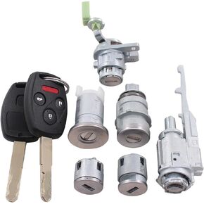 MOTOKU Ignition Switch Cylinder Fuel Cap Handrail Glove Box Seat Lock Trunk Release Door Lock Cylinder with Remote Key Shells Full Lock Set for Honda Accord 2003-2007